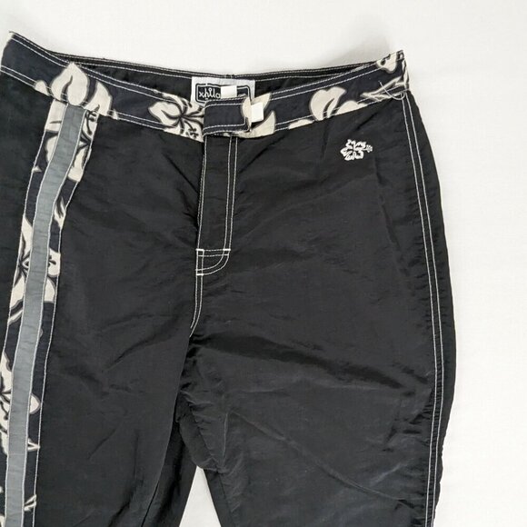 Y2k Black and White Tropical Floral Surf Shorts Board Shorts - Picture 2 of 9